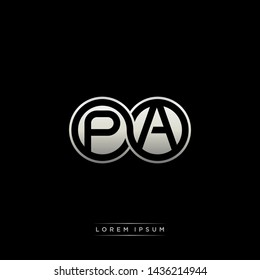 PA P A initial letter linked circle capital monogram logo modern template silver color edition