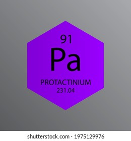 Pa Protactinium Actinoid Chemical Element Periodic Table. Hexagon vector illustration, simple clean style Icon with molar mass and atomic number for Lab, science or chemistry education.