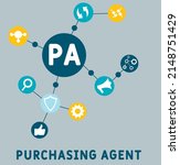 PA - purchasing agent acronym. business concept background. vector illustration concept with keywords and icons. lettering illustration with icons for web banner, flyer, landing pag