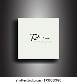 PA Signature style monogram.Calligraphic lettering icon and handwriting vector art.