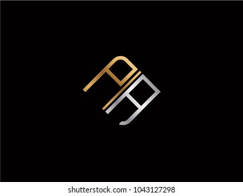 PA square shape Letter logo Design in silver gold color
