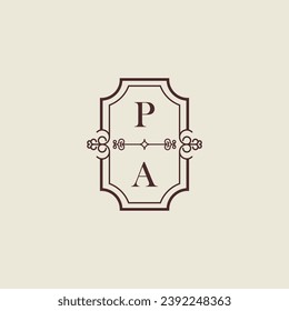 PA vintage wedding initial logo in high quality professional design that will print well across any print media