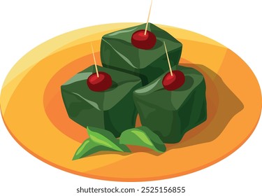 Paan meal. Green indian dish cartoon icon