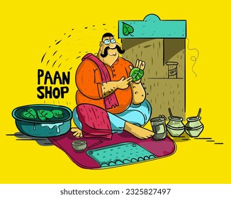 Paan shop Mumbai people VECTOR ILLUSTRATION