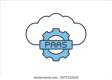 Icono de PaaS. Icono relacionado con la computación en la nube. Adecuado para Sitio web, App, interfaces de usuario, imprimible, etc. Estilo de ícono de línea plana. Diseño de Vector simple editable