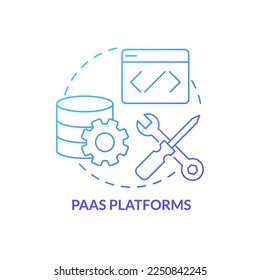 PaaS platforms blue gradient concept icon. Platform as service. Type of ecommerce platform abstract idea thin line illustration. Isolated outline drawing. Myriad Pro-Bold font used