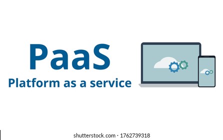PaaS vector. Platform as a service concept. Laptop and smartphone. Flat design on white background.