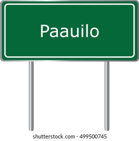 Paauilo , Hawaii , road sign green vector illustration, road table, USA city