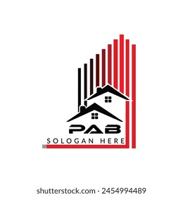  PAB initial construction. PAB real estate. PAB home letter logo design, PAB real estate Logo ,P A B Style home logo
