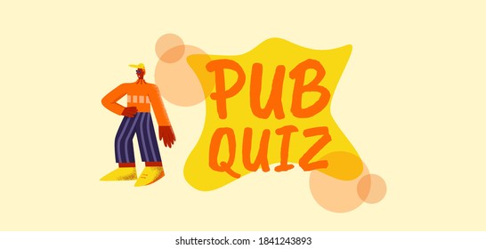 Pab quiz poster. Competition with modern marketing advertising entertainment to attract visitors intellectual games and pleasant pastime with friends information vector quests for everyone.