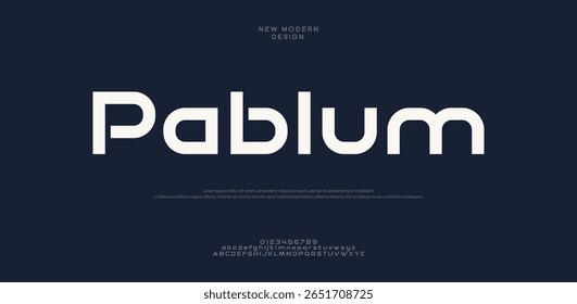 Fonte Pablum. Luxuoso Glamour Exclusivo Fonte Regular. Letra maiúscula minúscula e número. Design de Moda Mínimo