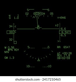 PAC JF-17 Thunder Heads Up Display View in NAV Mode - Vector Drawing 