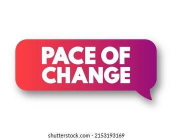Pace of Change - the rate or speed at which something changes over time, text concept message bubble