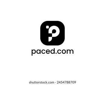 Paced.Now Logo-Set mit Single-Arrow-Design, Konzept des E-Commerce, schnelle Online-Zahlung und Krypto-Geldbörse