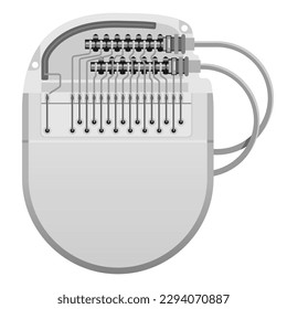 Pacemaker device illustration - cardio implant neurostimulator - vector isolated anatomic medical picture