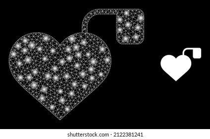 Pacemaker icon and constellation mesh pacemaker model with magic light spots. Illuminated constellation done using pacemaker vector icon and polygonal mesh. Illuminated carcass pacemaker,