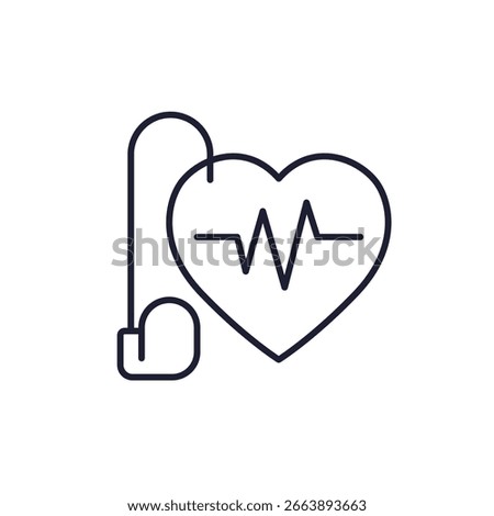 pacemaker line icon with heart