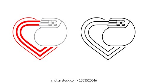 Pacemaker thin line icon -  heart shape and cardio implant - vector isolated anatomic medical picture