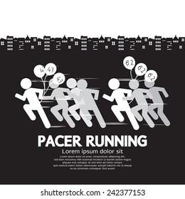 Pacer Running With Balloons Symbol Vector Illustration