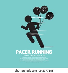 Pacer Running With Balloons Symbol Vector Illustration