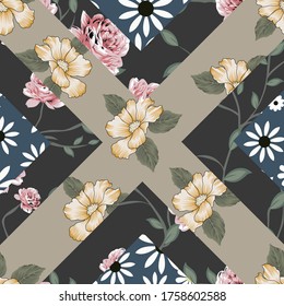 pach work flower design pattern on background