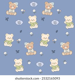 Pachacoo, labubu, pattern, seamless vector, bear vector