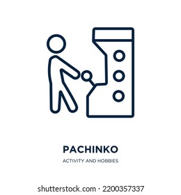 pachinko icon from activity and hobbies collection. Thin linear pachinko, game, gambling outline icon isolated on white background. Line vector pachinko sign, symbol for web and mobile