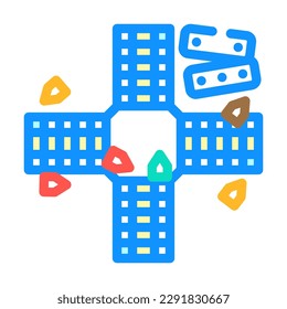 pachisi board and pieces color icon vector. pachisi board and pieces sign. isolated symbol illustration