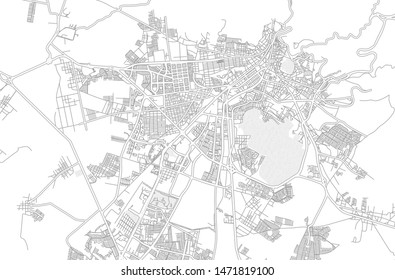 Pachuca, Hidalgo, Mexico, bright outlined vector map with bigger and minor roads and steets created for infographic backgrounds.