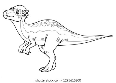 Pachycephalosaurus Cartoon BW
