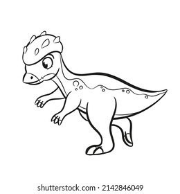 pachycephalosaurus dinosaur cartoon isolated on white