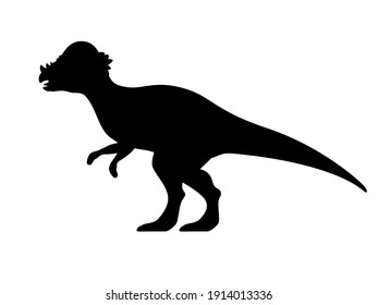 Pachycephalosaurus silhouette. Vector illustration black silhouette pachycephalosaurus dinosaur isolated on white background. Dinosaur logo icon, side view profile.