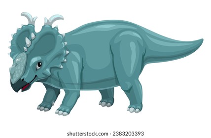 Pachyrhinosaurus dinosaur cartoon character. Extinct lizard, prehistoric animal or paleontology dinosaur vector cheerful personage. Jurassic era reptile character or Pachyrhinosaurus happy mascot