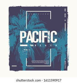 Pacific Beach California vector graphic t-shirt design, poster, print.