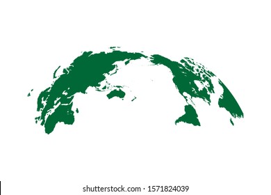 Pacific Centered World Map Globe Isolated On White Background