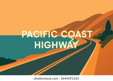 A Rodovia da Costa do Pacífico ao nascer do sol, onde a luz do início da manhã ilumina a costa acidentada, proporcionando vistas deslumbrantes sobre o oceano