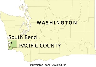 Pacific County And City Of South Bend Location On Washington State Map