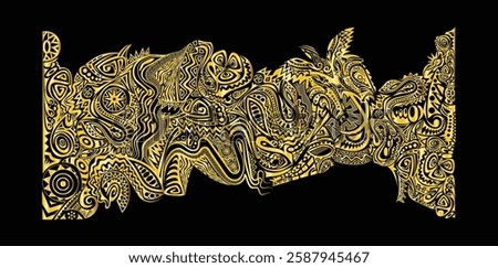 Pacific Cultural Tribal Design in Black and Gold Colour_Papua New Guinea