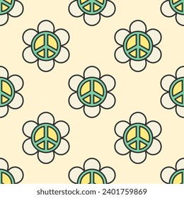 Pacific hippie chamomiles vector seamless pattern. Best for textile, wallpapers, home decoration, wrapping paper, package and web design.