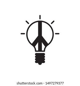 Pacific lamp icon. flat simple pictogram. Light bulb with peace sign vector illustration