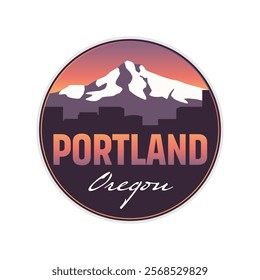 Pacific Northwest Mount Patch Portland Oregon Retro Logo design, vector illustration