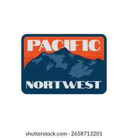 Pacific Northwest Mountains Badge patch Stickers Vector Illustration