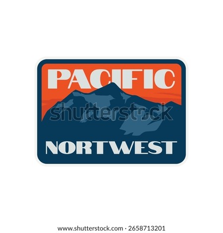 Pacific Northwest Mountains Badge patch Stickers Vector Illustration