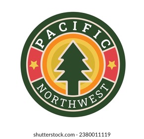 Pacific Northwest National Park vintage vector t shirt sticker badge illustration