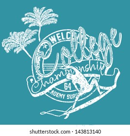 pacific ocean college surfer vector art