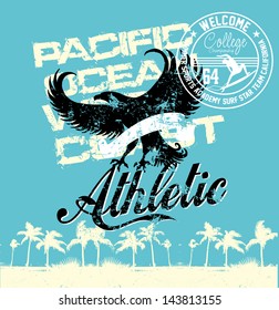pacific ocean college surfer vector art