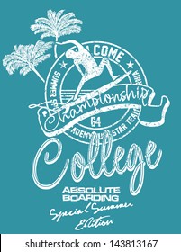 pacific ocean college surfer vector art