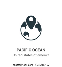 Pacific ocean glyph icon vector on white background. Flat vector pacific ocean icon symbol sign from modern united states of america collection for mobile concept and web apps design.