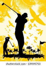 pacific ocean golf player vector art