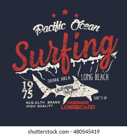  pacific ocean T-shirt apparel print graphics. Original surf and shark graphics Tee